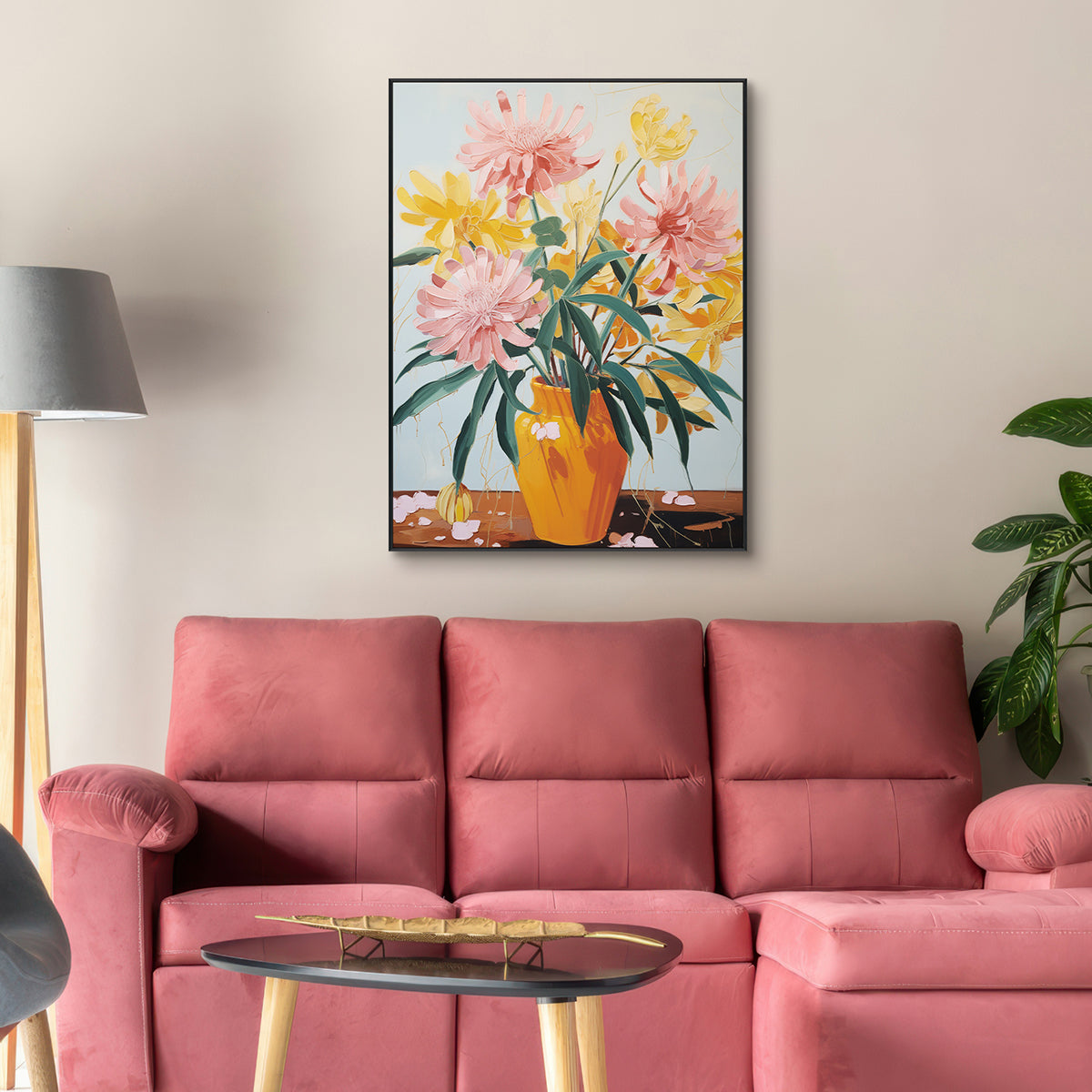 Golden Bloom Vibrant Floral Still Life Painting #MV0919