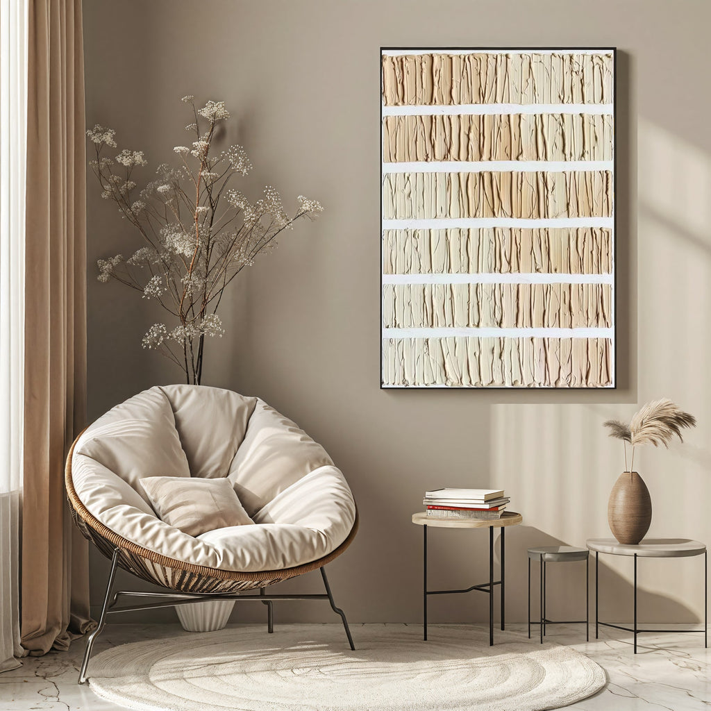 Neutral Striped Texture – Minimalist Abstract Painting