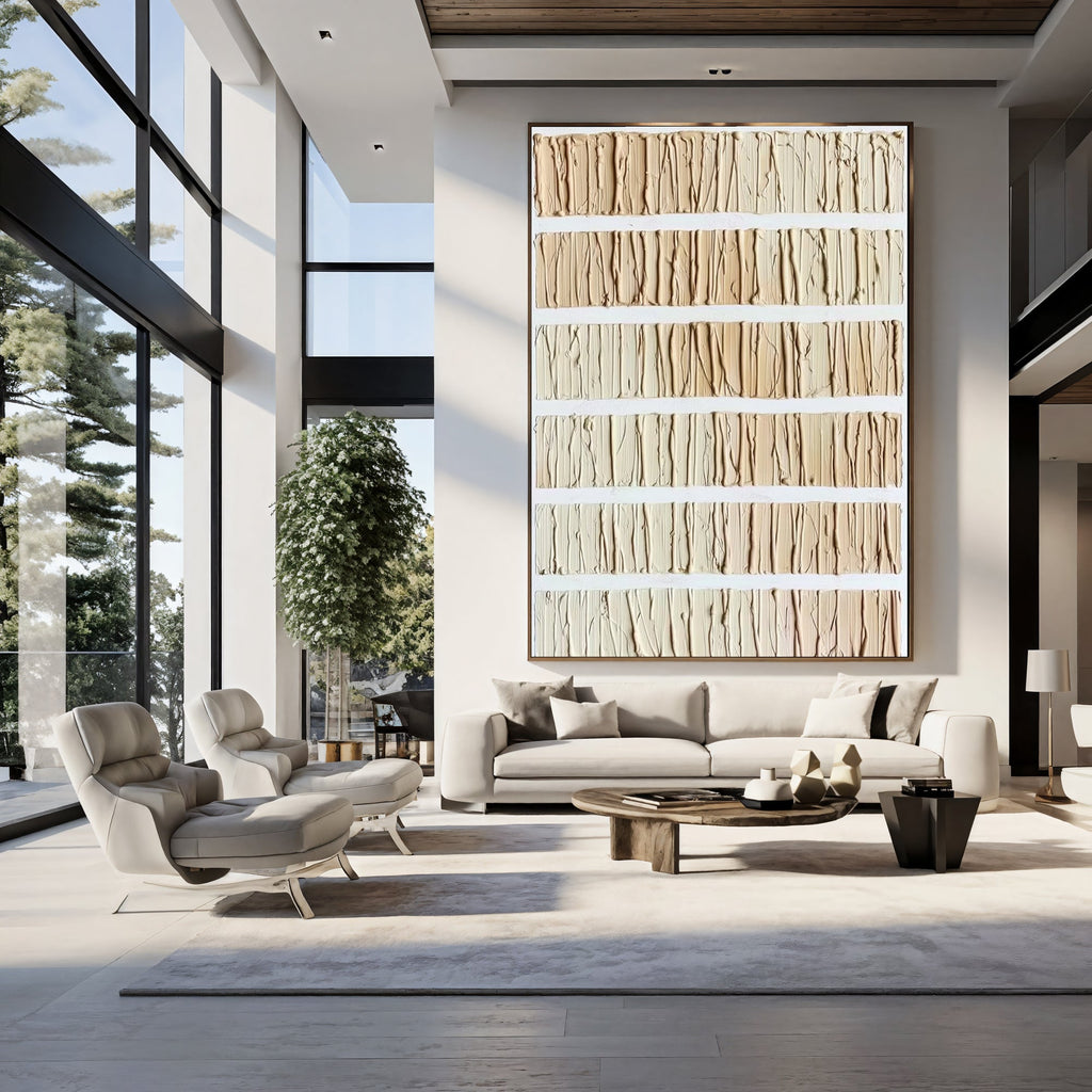 Neutral Striped Texture – Minimalist Abstract Painting