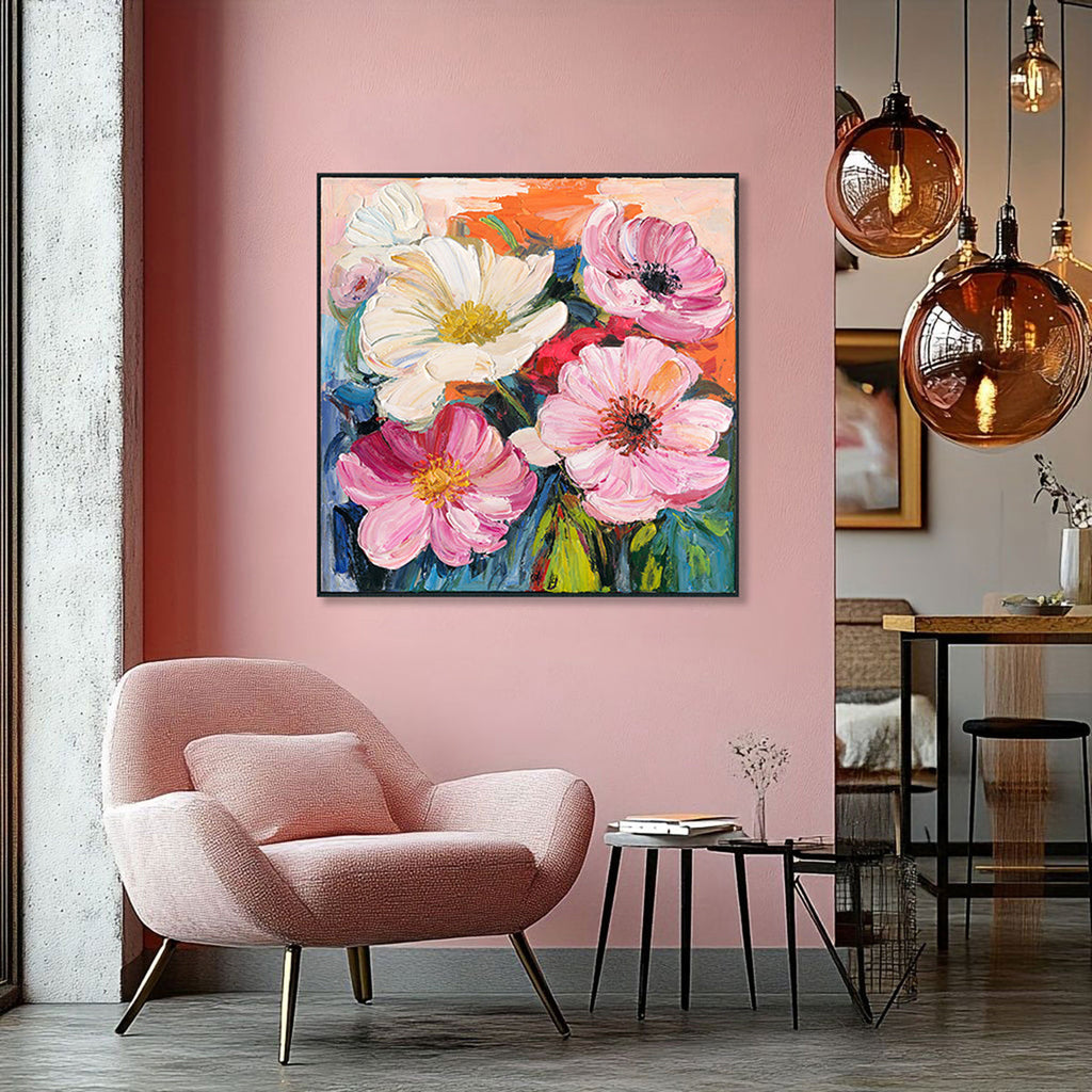 Blooming Joy Pink Floral Painting #P2631