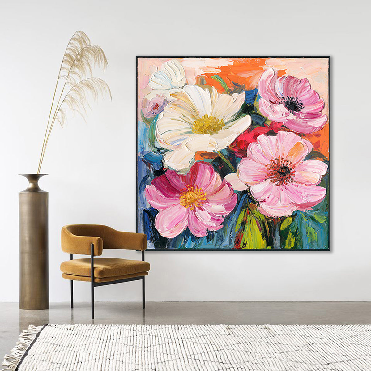 Blooming Joy Pink Floral Painting #P2631