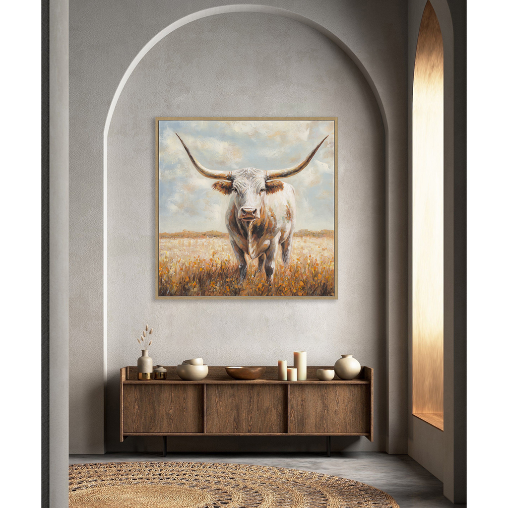 Prairie Monarch Longhorn Cow Painting #P2861