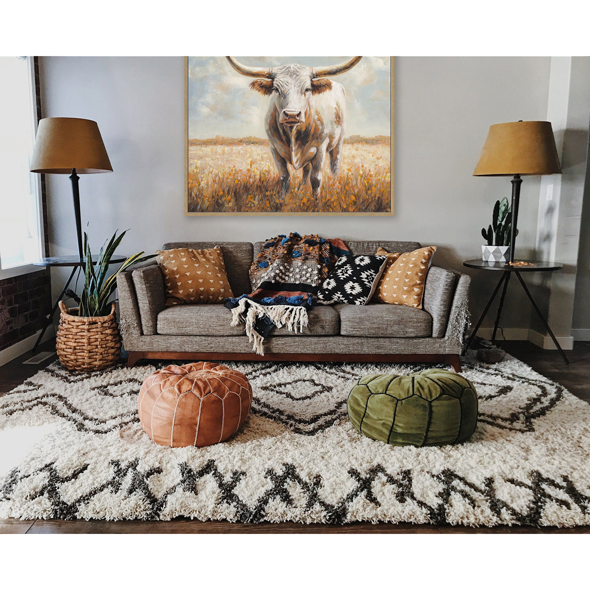 Prairie Monarch Longhorn Cow Painting #P2861