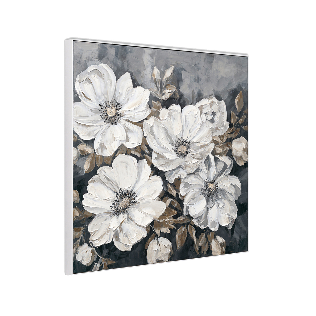 Moonlit Peonies Monochrome Floral Painting #P3501
