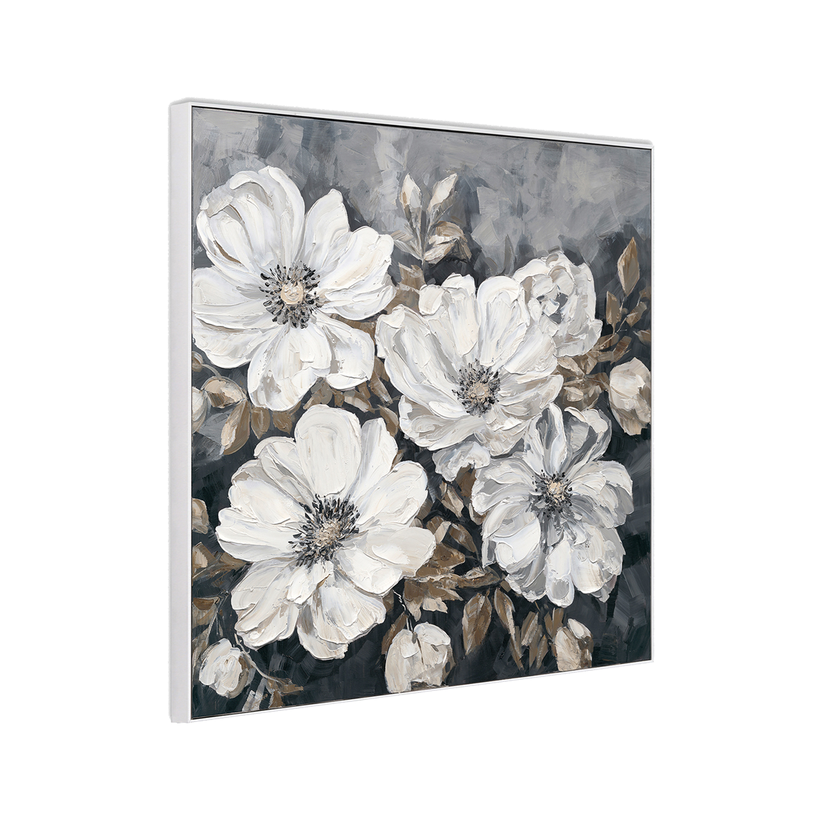 Moonlit Peonies Monochrome Floral Painting #P3501