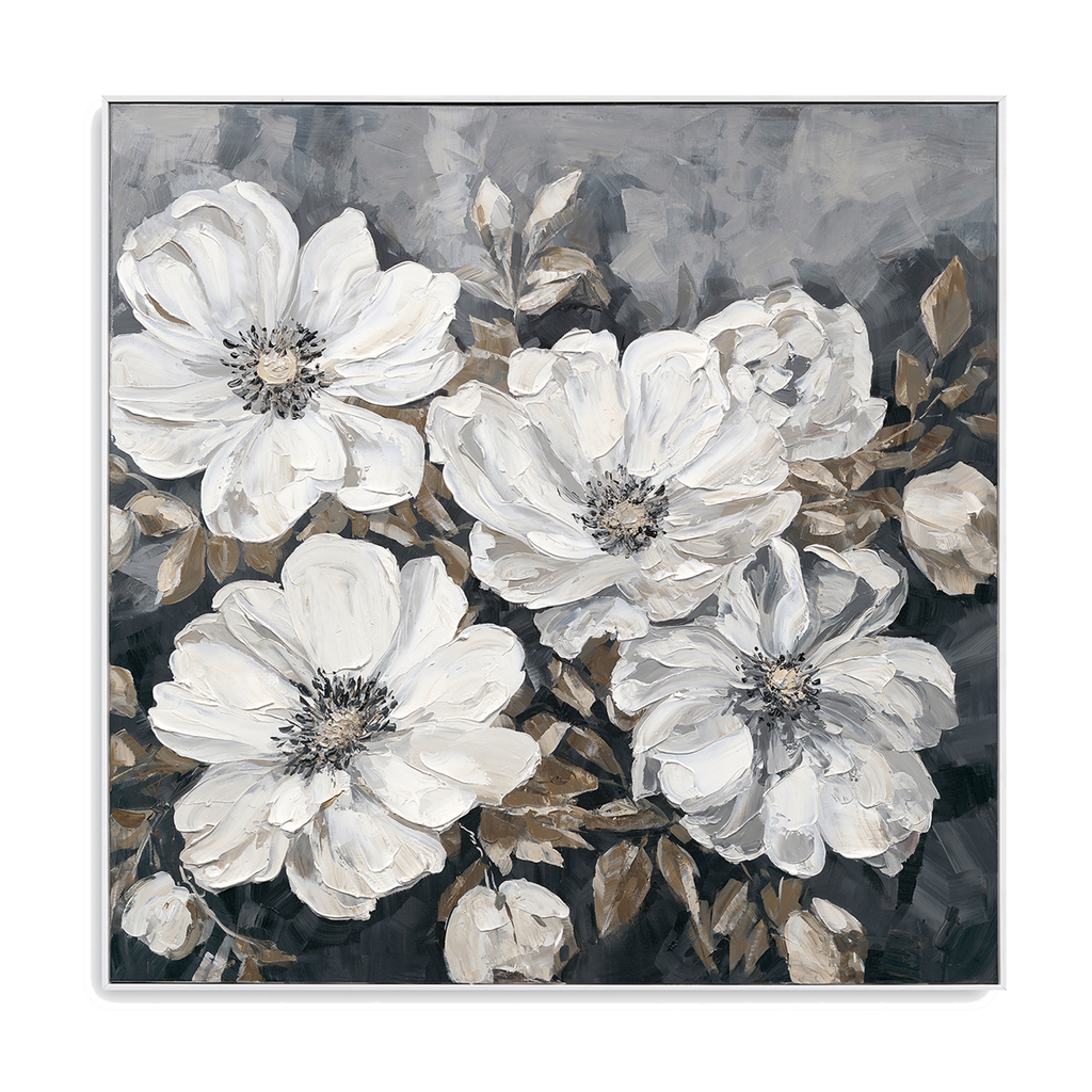 Moonlit Peonies Monochrome Floral Painting #P3501