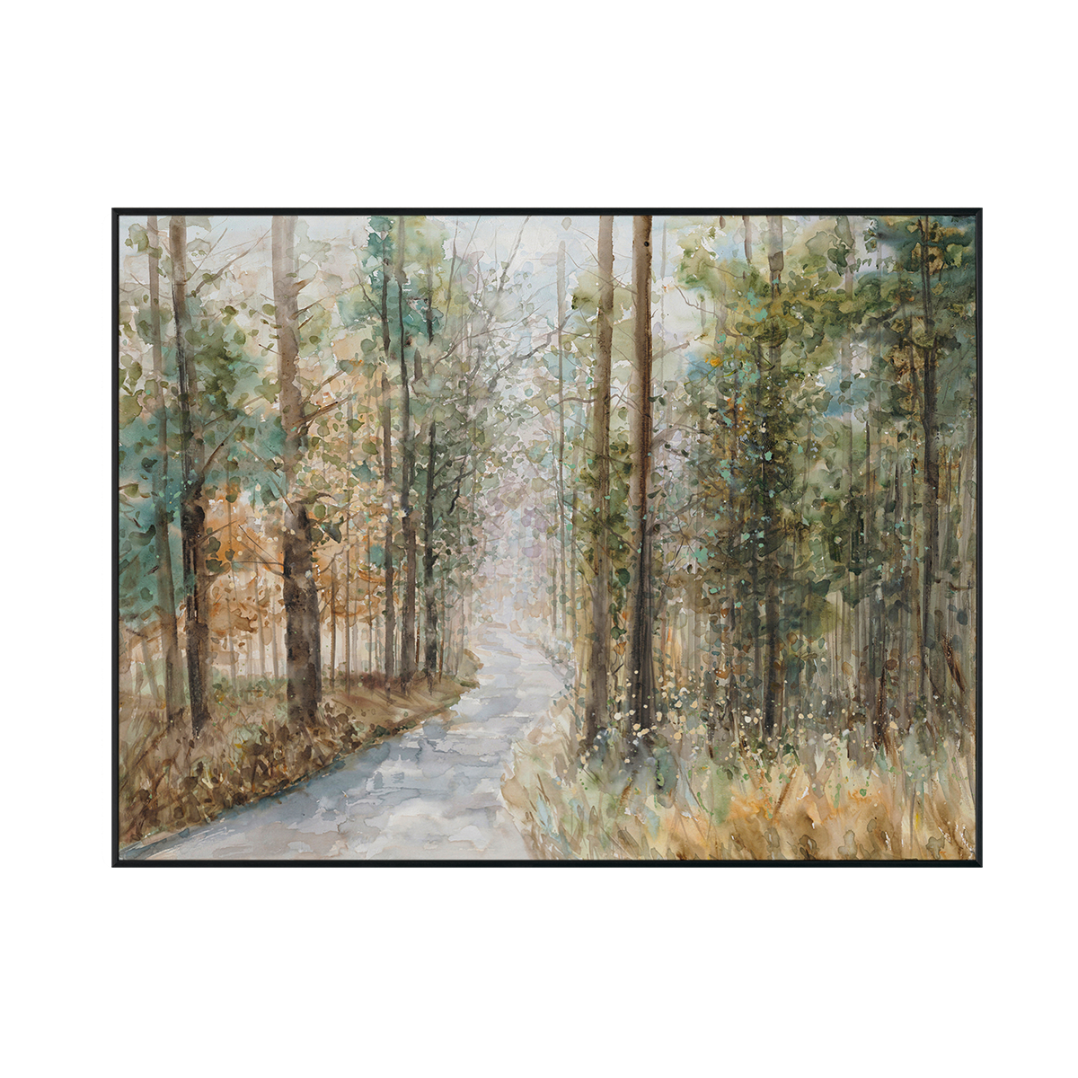 Forest Pathway Watercolor Landscape #M3558