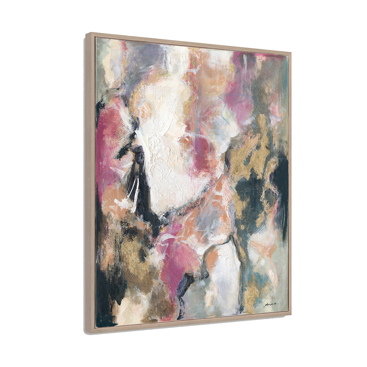 Pink Gold Abstract Textured Art #P5740
