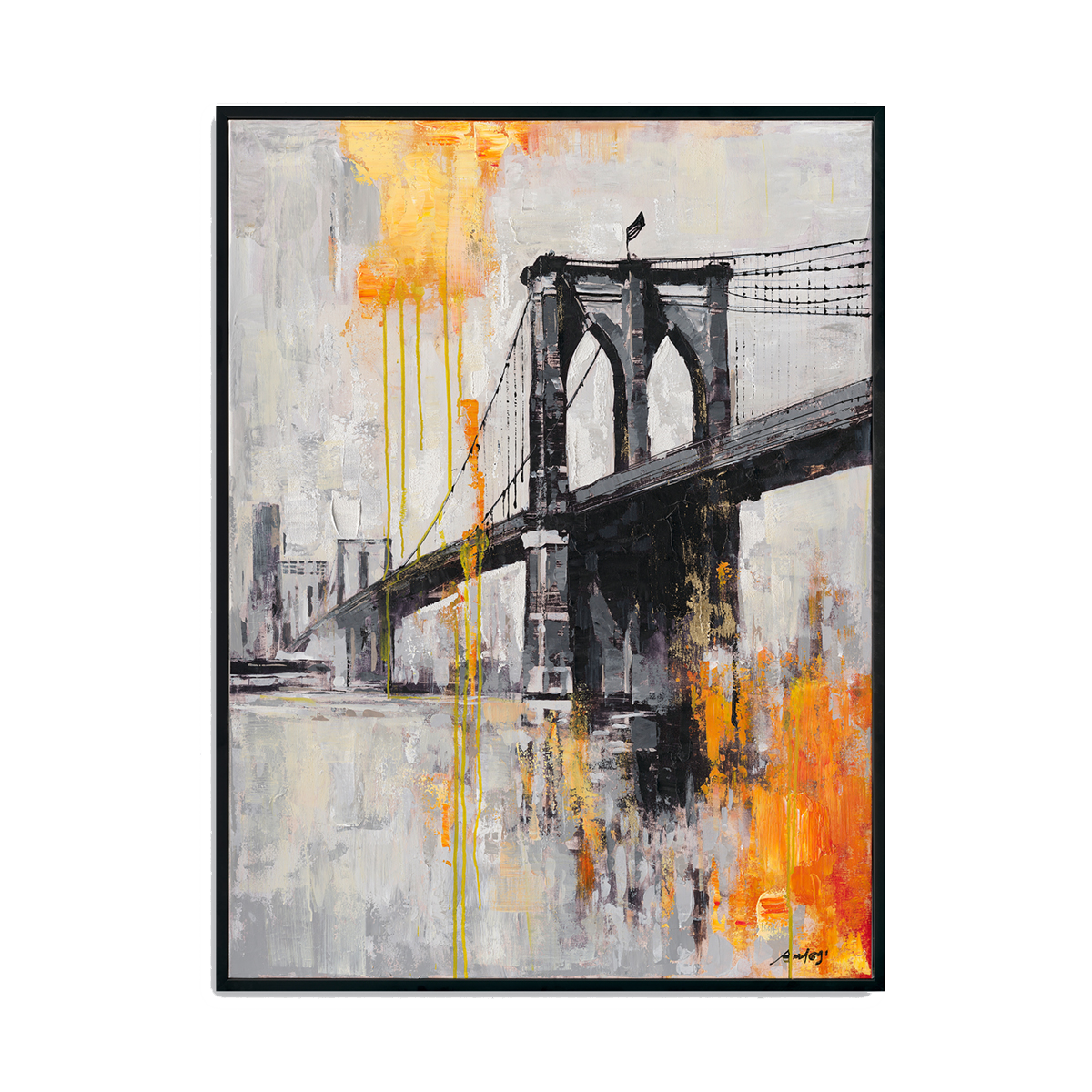 Flame City Bridge Urban Painting #P5929