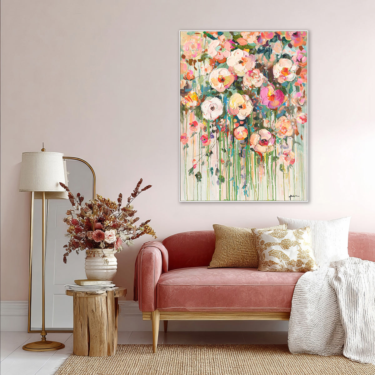Bloom Cascade Floral Abstract Painting #P6211