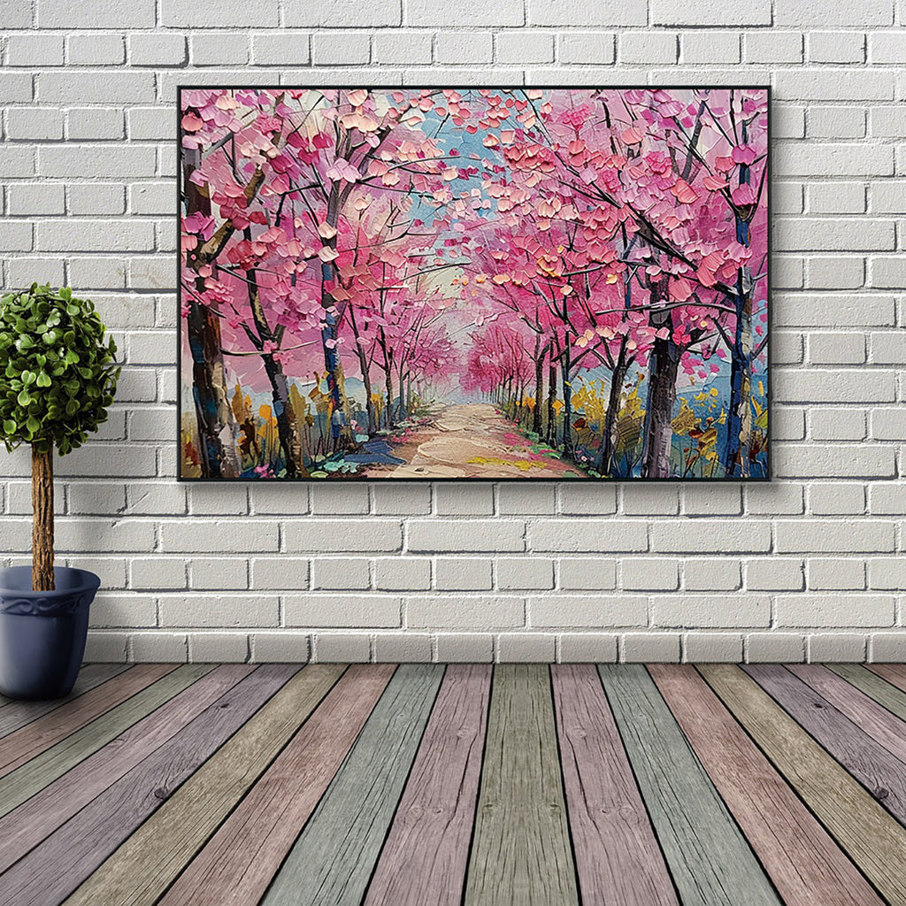 Blossom Path Textured Landscape Painting #PGK1 (132)