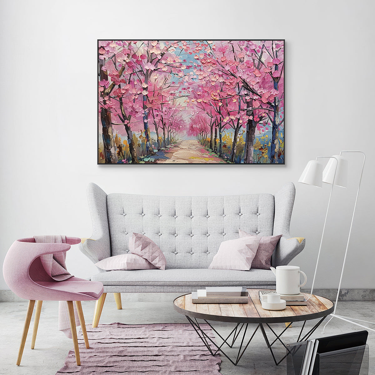 Blossom Path Textured Landscape Painting #PGK1 (132)