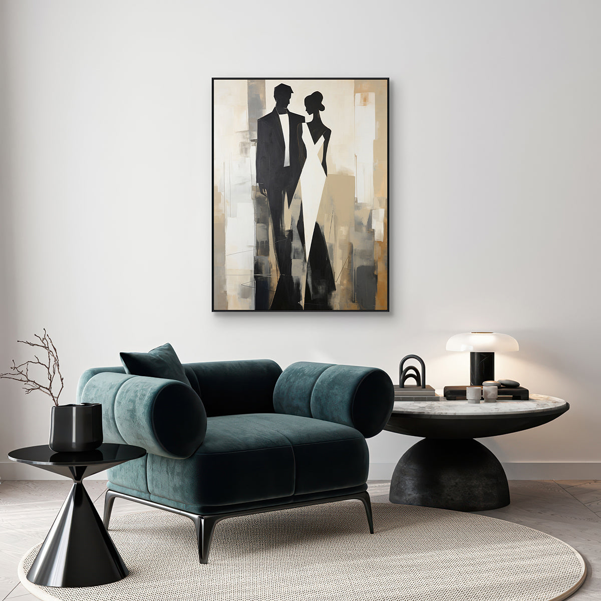 Timeless Grace Elegant Abstract Couple Painting #PH0105（4）