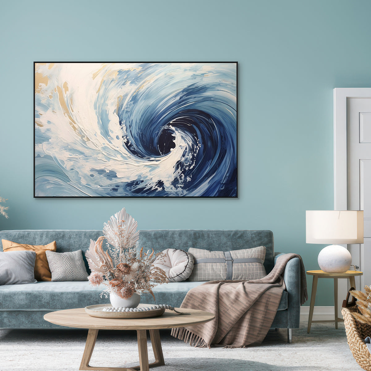 Ocean Whirl Blue Abstract Painting #PH0112