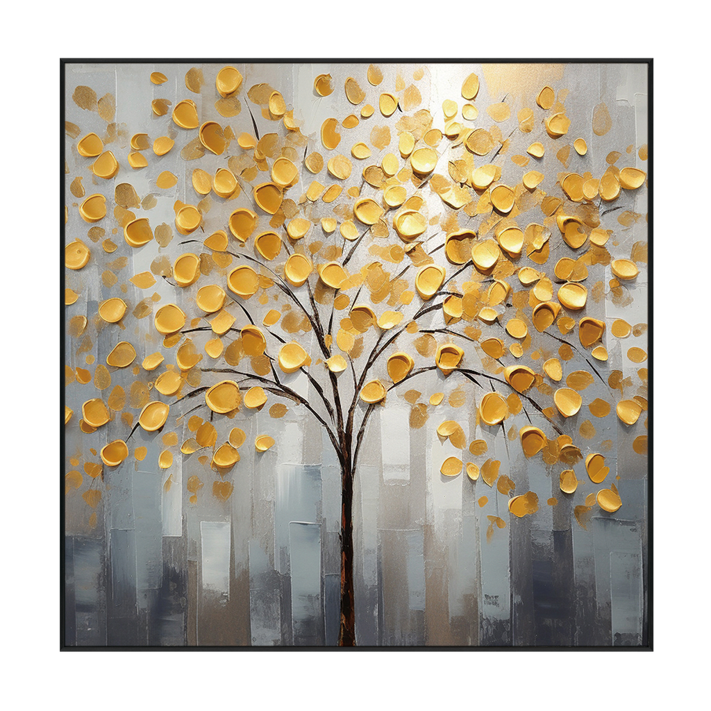 Golden Bloom Textured Tree Painting #PH0115