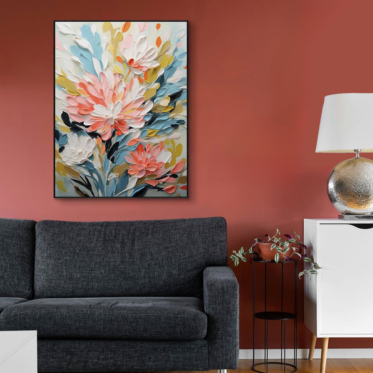 Petal Glow Textured Floral Abstract Painting #PH0129