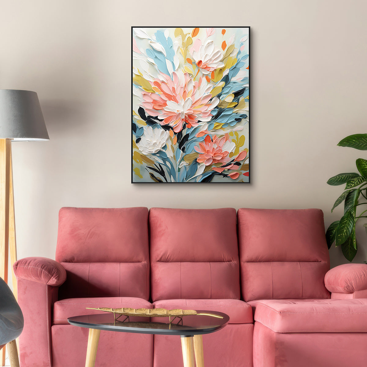 Petal Glow Textured Floral Abstract Painting #PH0129
