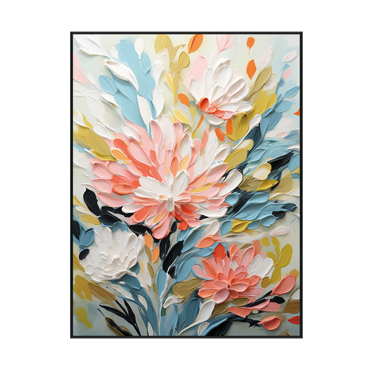 Petal Glow Textured Floral Abstract Painting #PH0129