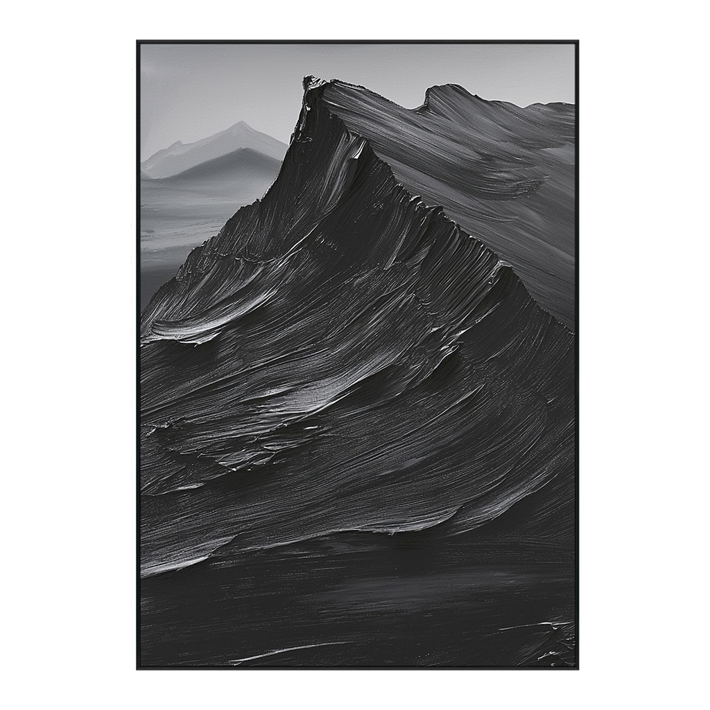 Midnight Ridge Black Textured Mountain Painting #PIS6（94）