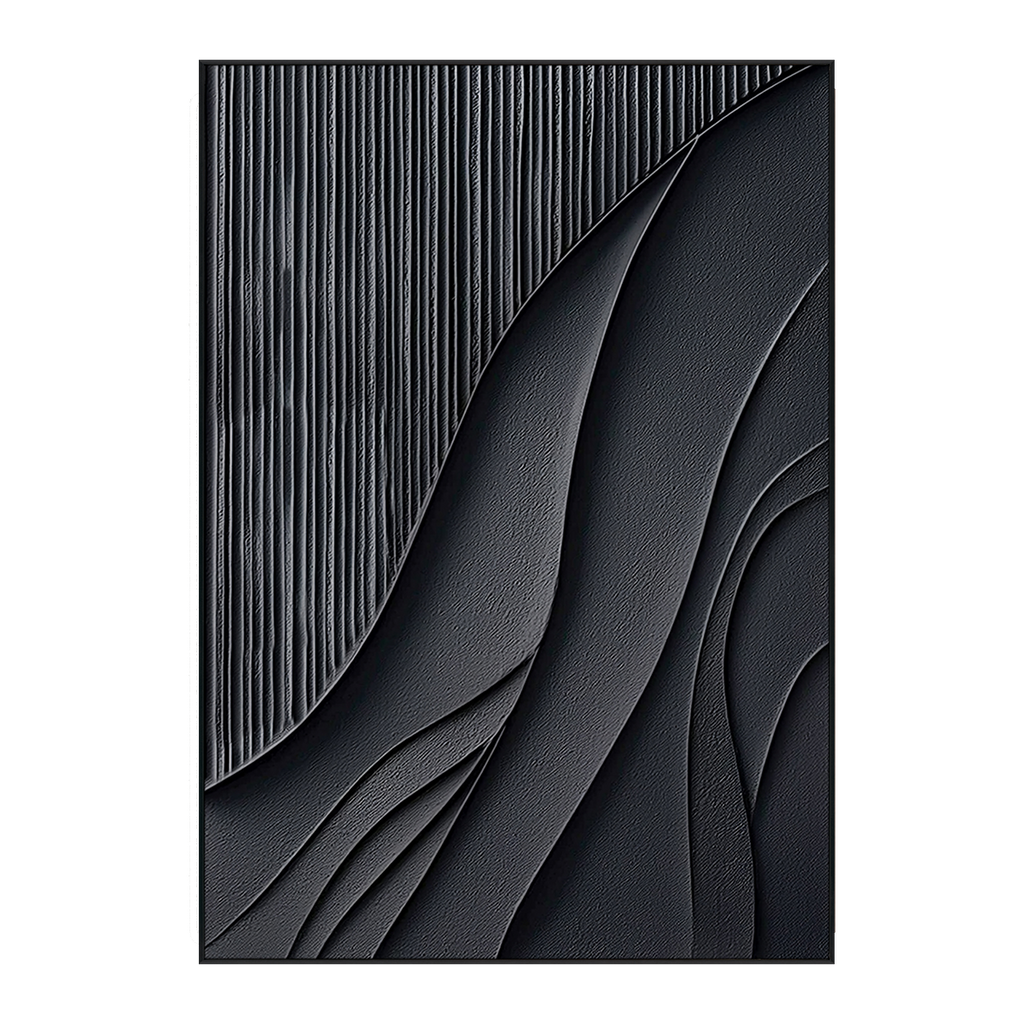 Shadow Flow Black Textured Abstract Painting #PIS6