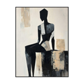 Silent Form Black and Beige Abstract Figure Painting #PIX2（126）