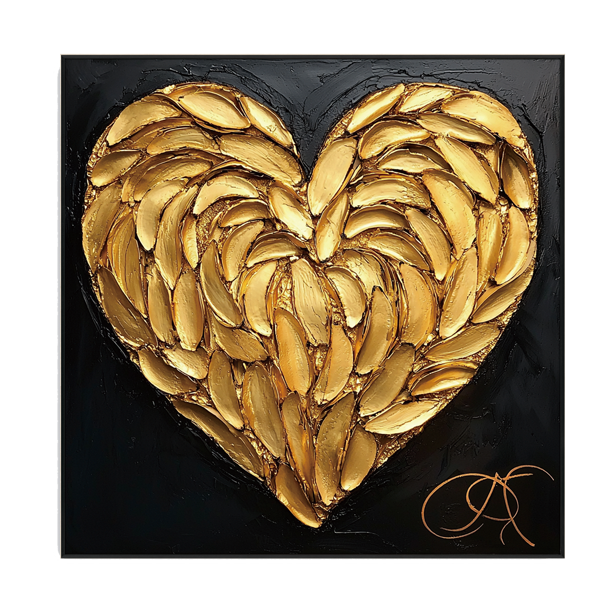 Golden Heart Textured Painting #PIX8（166）