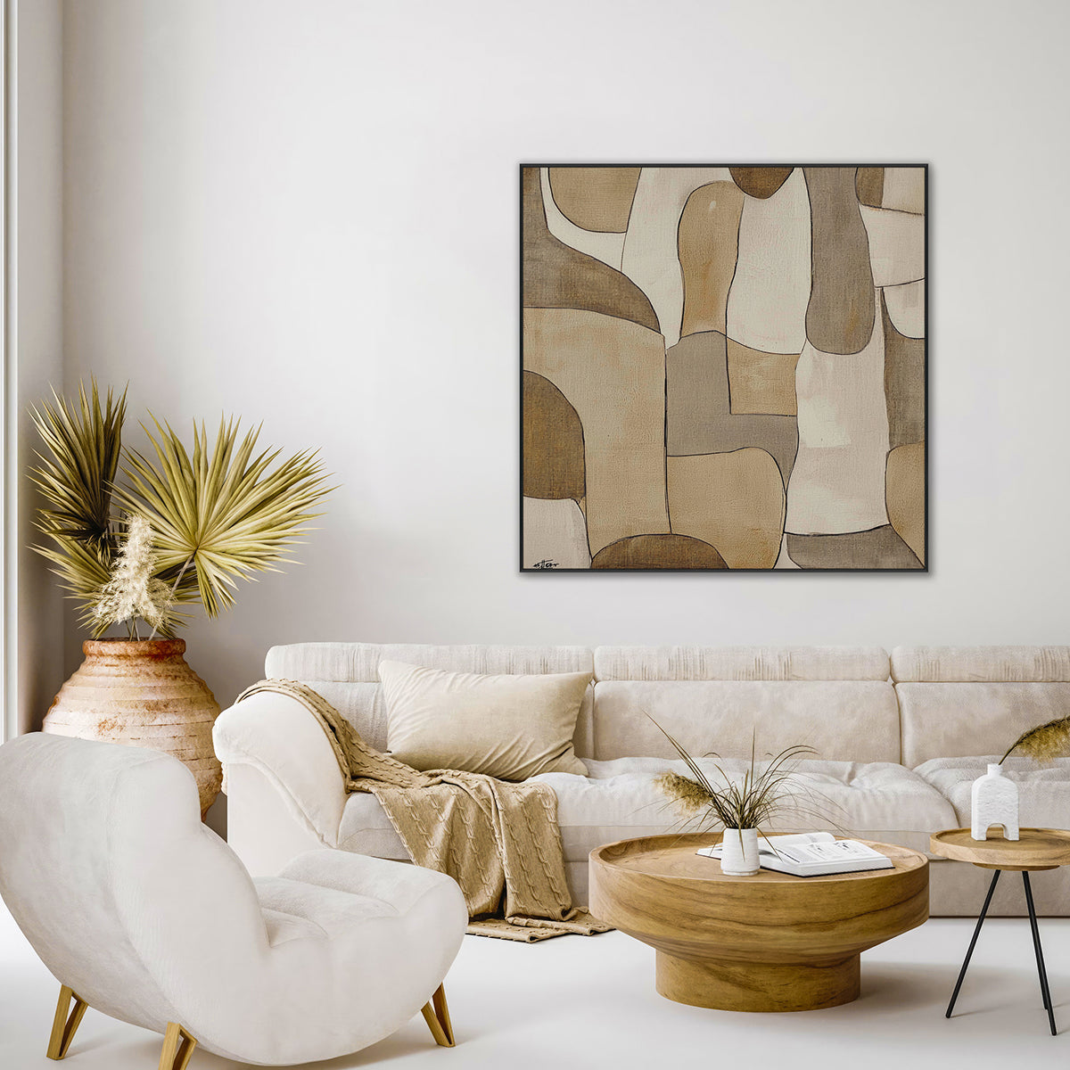 Earth Tone Harmony Minimalist Abstract Painting #PKK3（241）