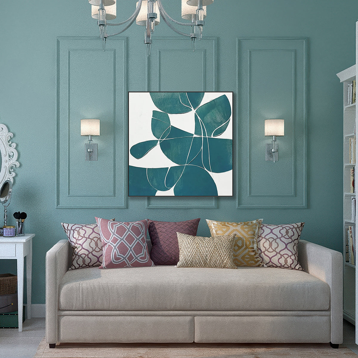 Emerald Flow Geometric Abstract Painting #PKS3