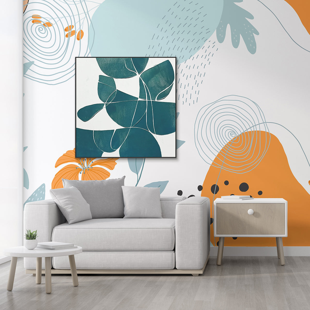 Emerald Flow Geometric Abstract Painting #PKS3