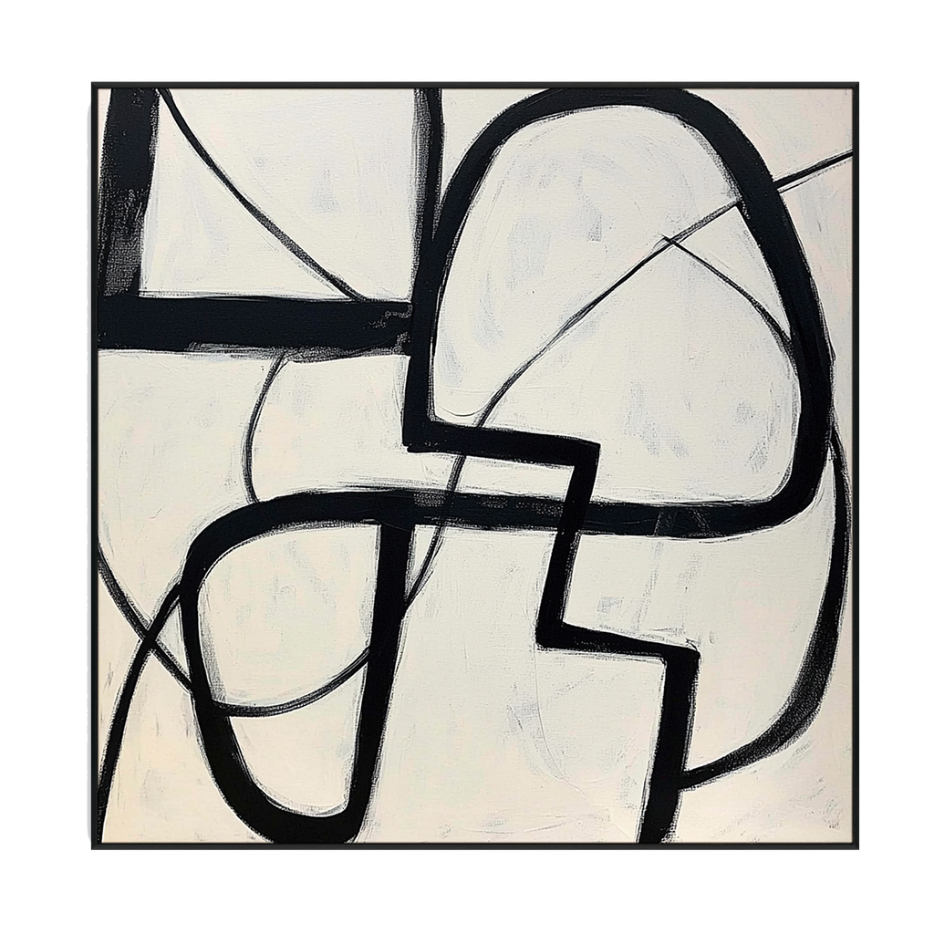 Monochrome Motion Black and White Abstract Painting #PKS6