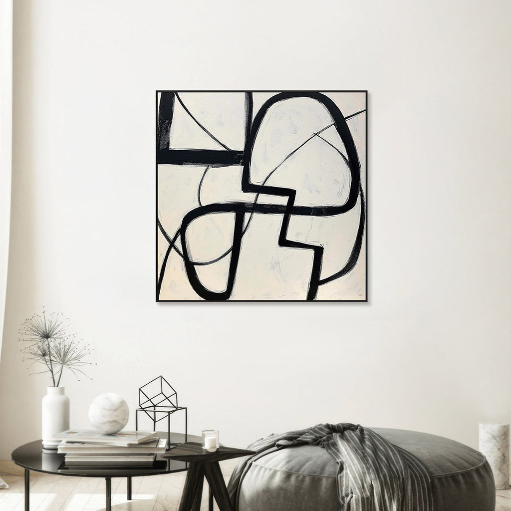 Monochrome Motion Black and White Abstract Painting #PKS6