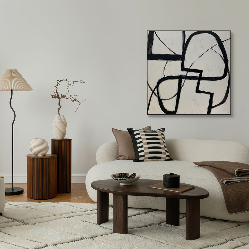 Monochrome Motion Black and White Abstract Painting #PKS6