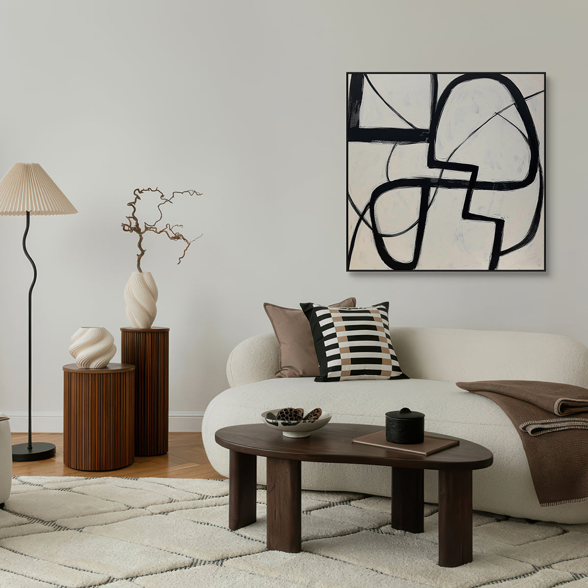 Monochrome Motion Black and White Abstract Painting #PKS6