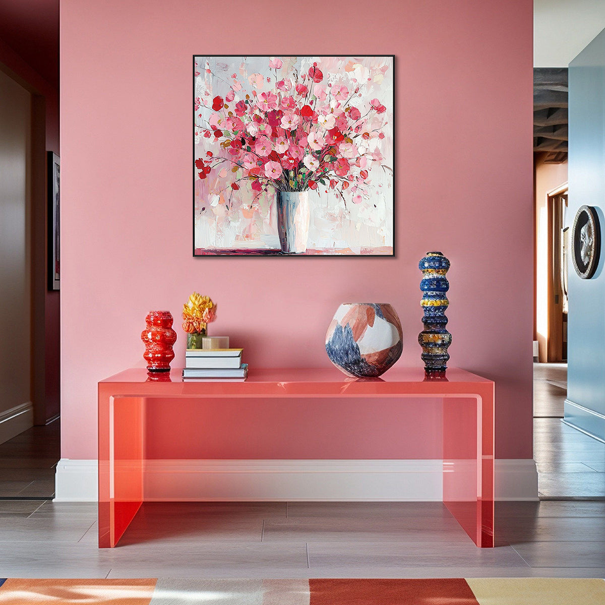 Blooming Grace Pink Floral Textured Painting #PLK2