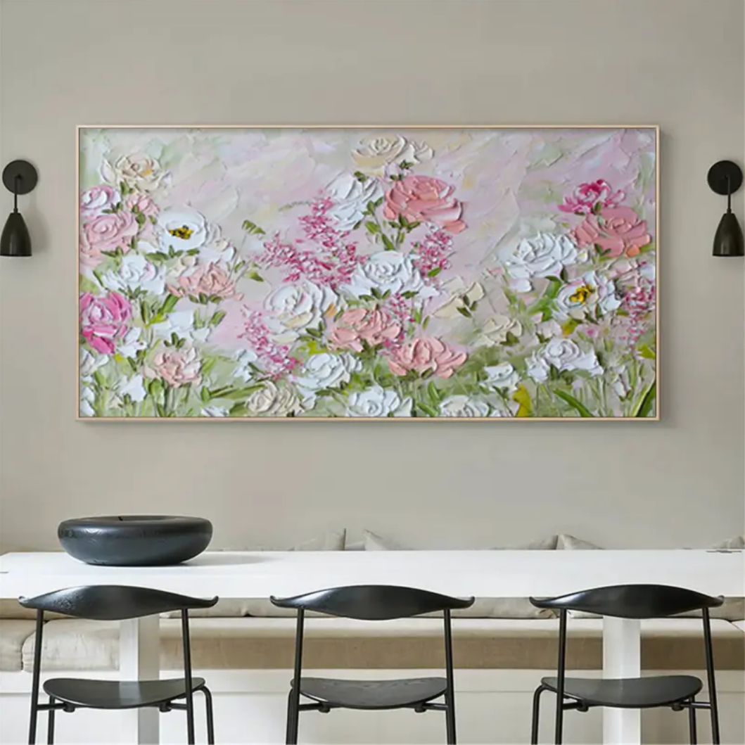 Blush Garden Harmony Floral Abstract Painting