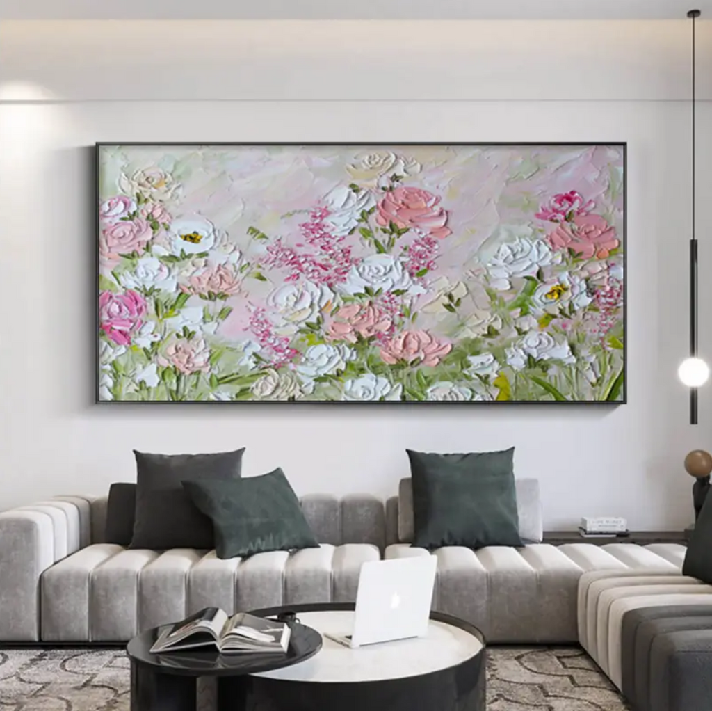 Blush Garden Harmony Floral Abstract Painting