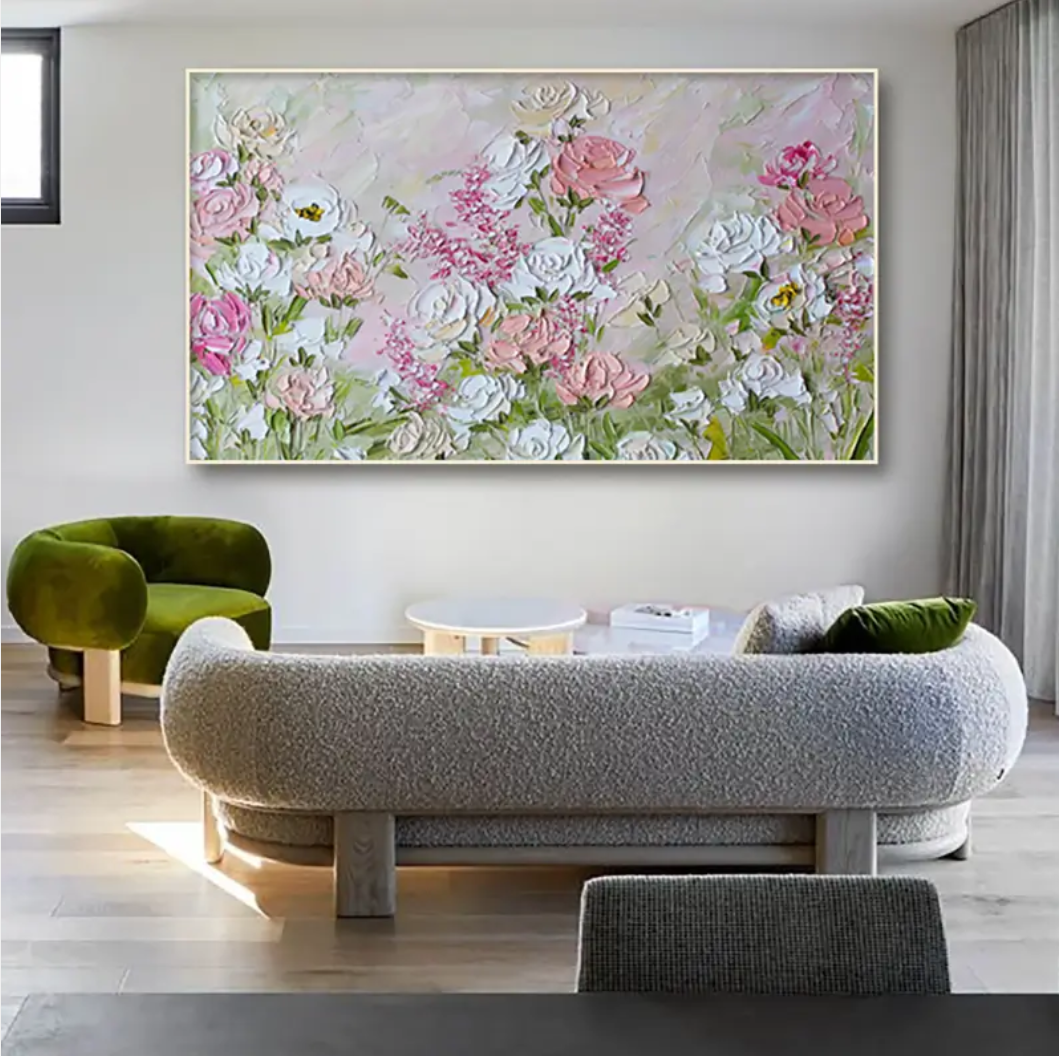 Blush Garden Harmony Floral Abstract Painting
