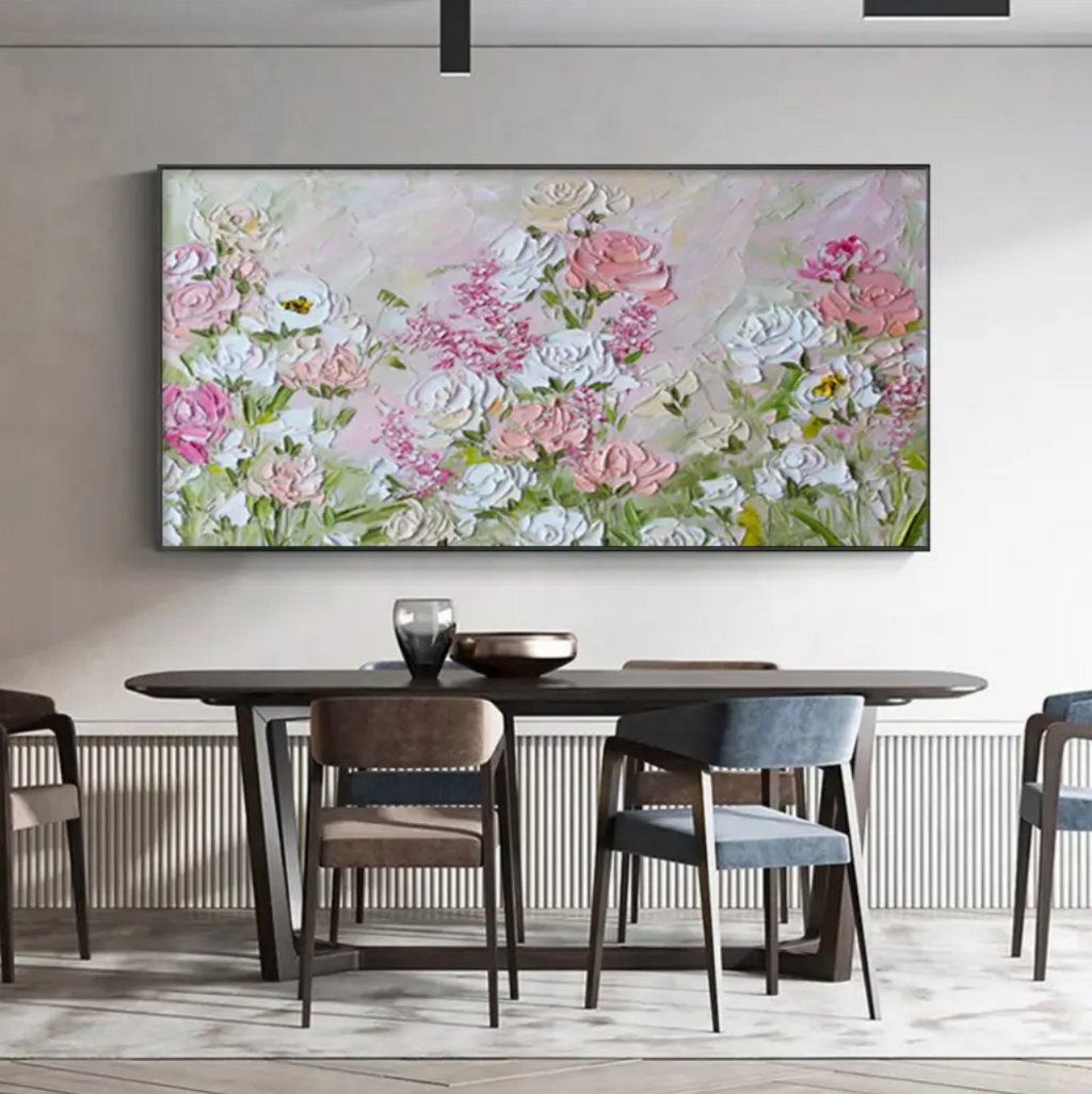 Blush Garden Harmony Floral Abstract Painting