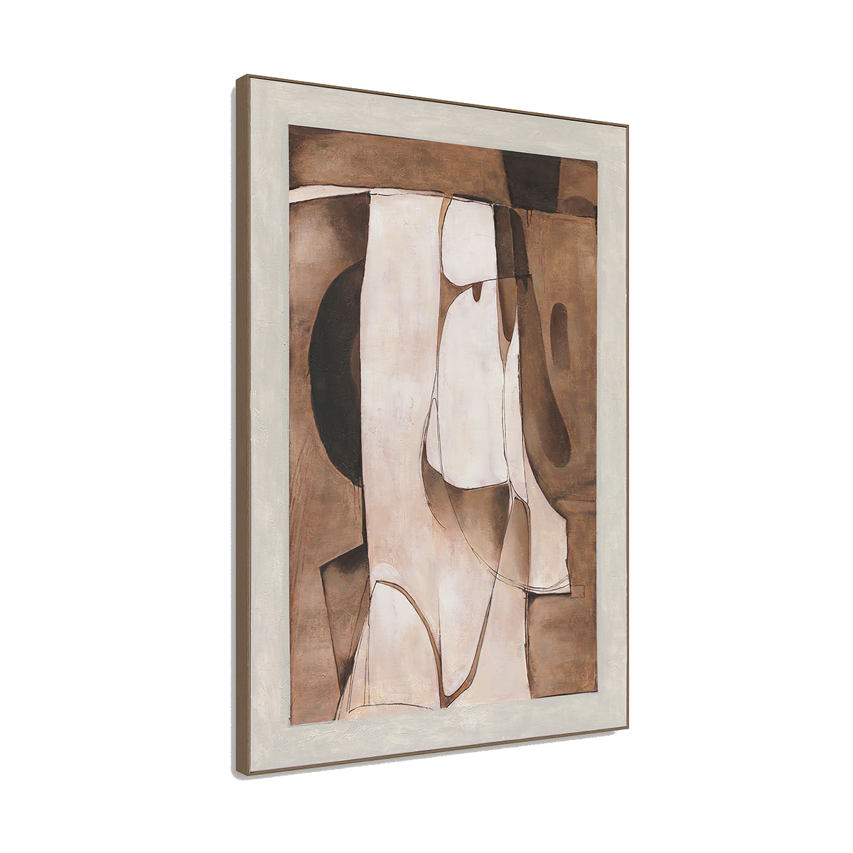 Brown White Curved Abstract Art #R1014