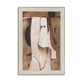 Brown White Curved Abstract Art #R1014