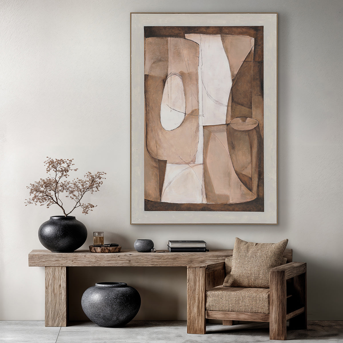 Brown Abstract Linear Geometric #R1015