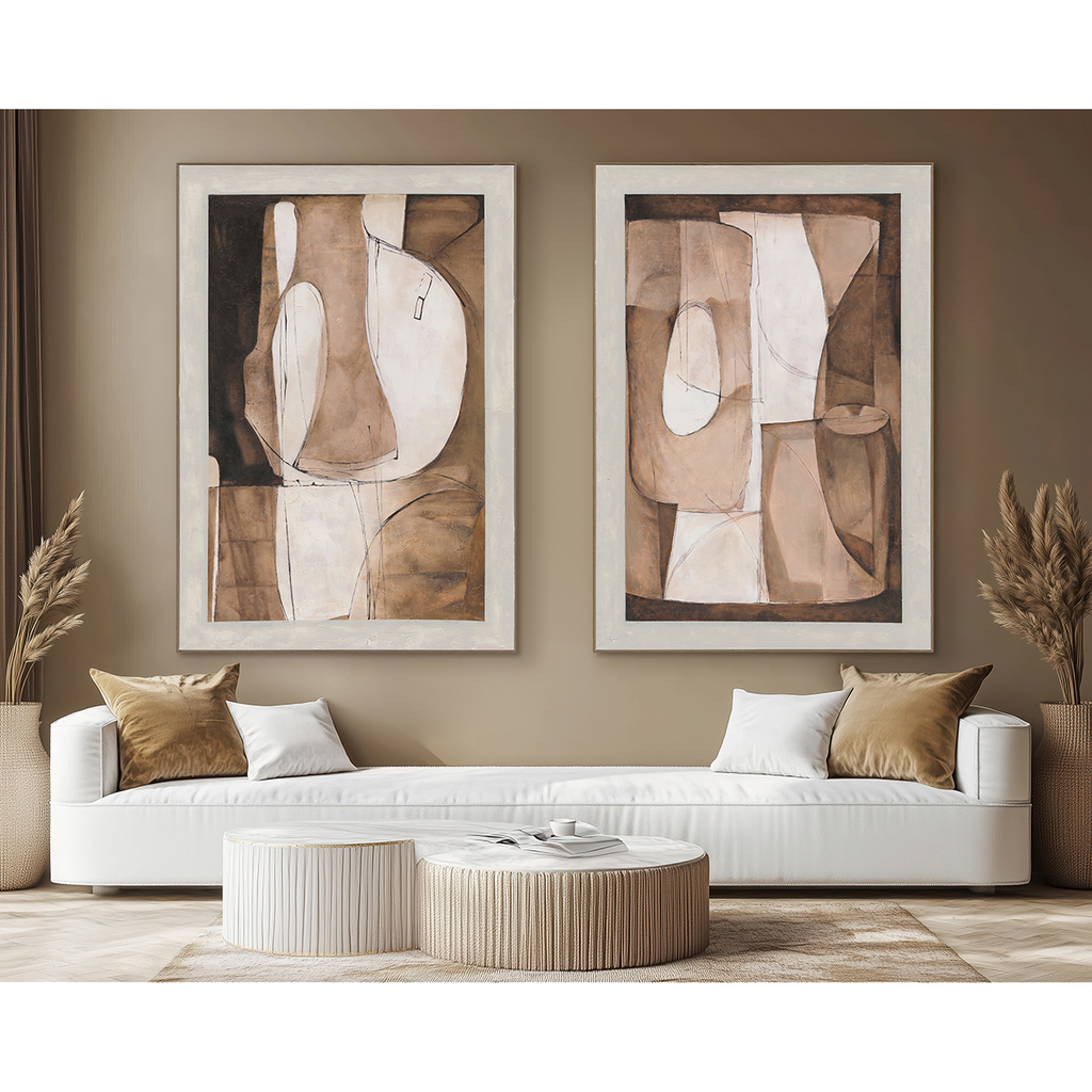 Brown Abstract Linear Geometric #R1015