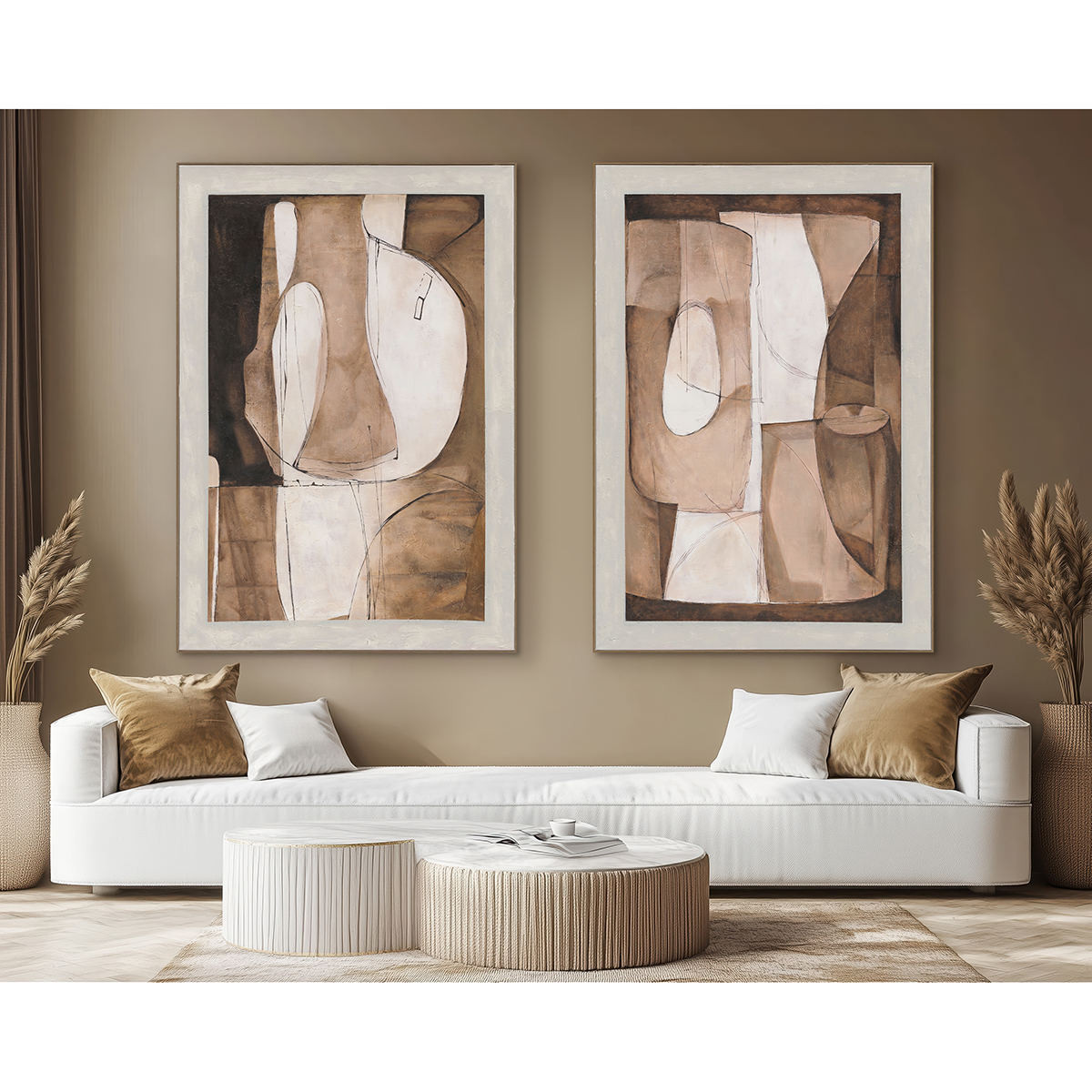 Brown Abstract Linear Geometric #R1015