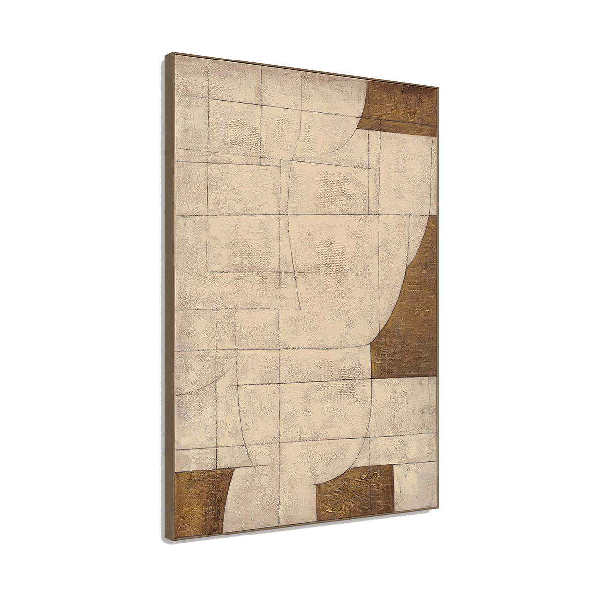 Golden Grid Geometric Abstract Painting #R2546