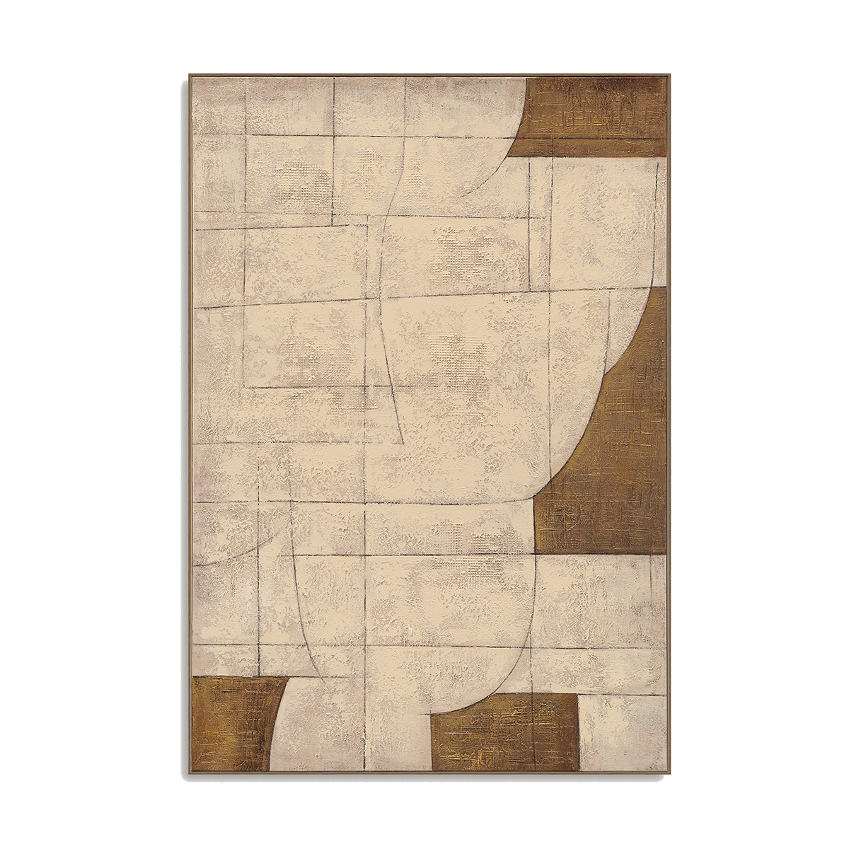 Golden Grid Geometric Abstract Painting #R2546