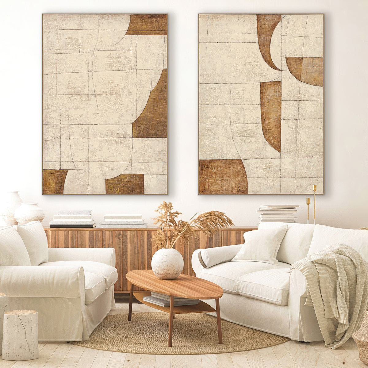 Bronze Harmony Abstract Geometric Painting #R2547