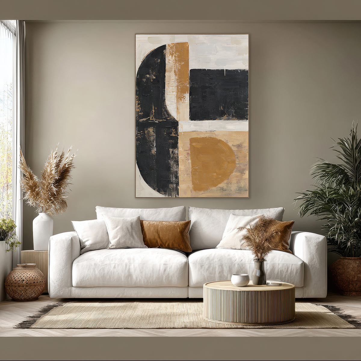 Black & Gold Balance  Geometric Abstract Art #R2552