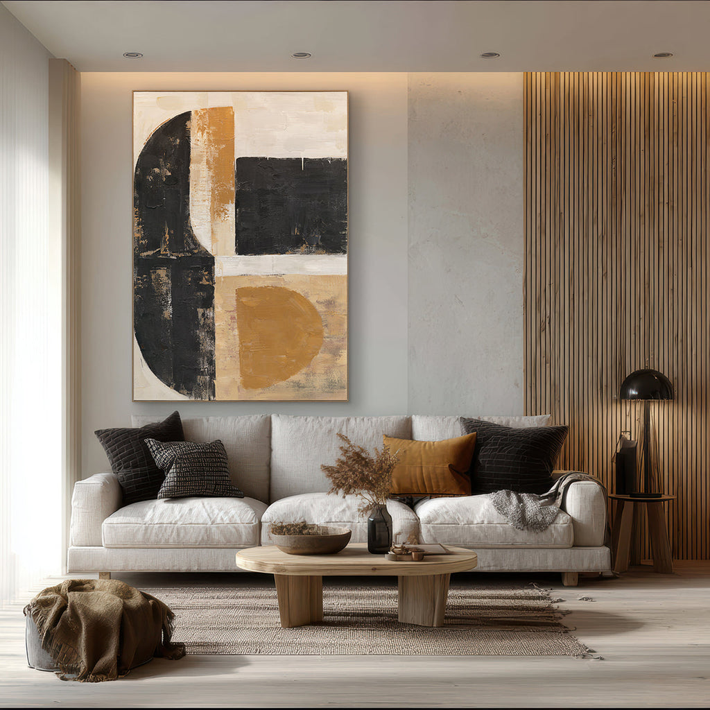 Black & Gold Balance  Geometric Abstract Art #R2552