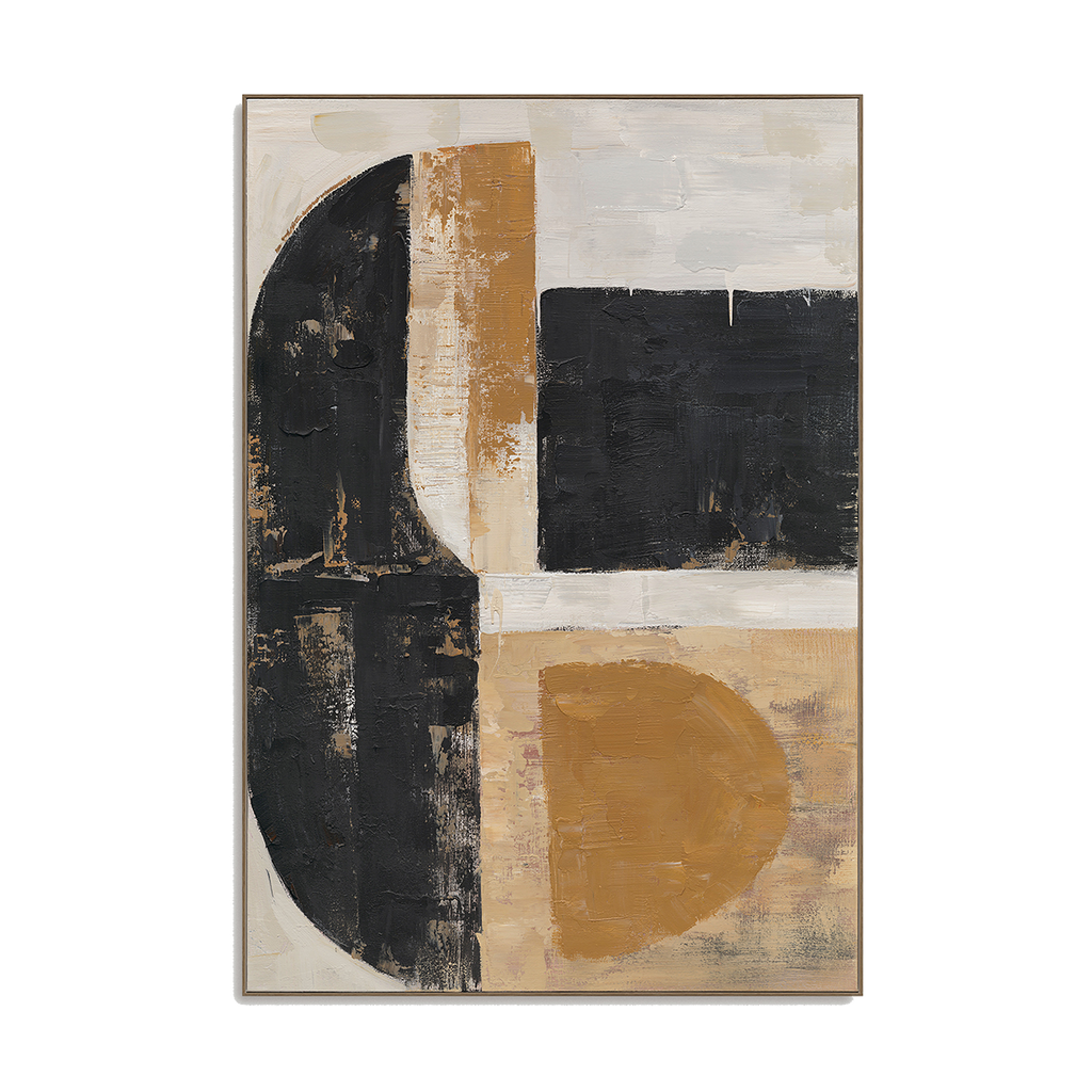 Black & Gold Balance  Geometric Abstract Art #R2552