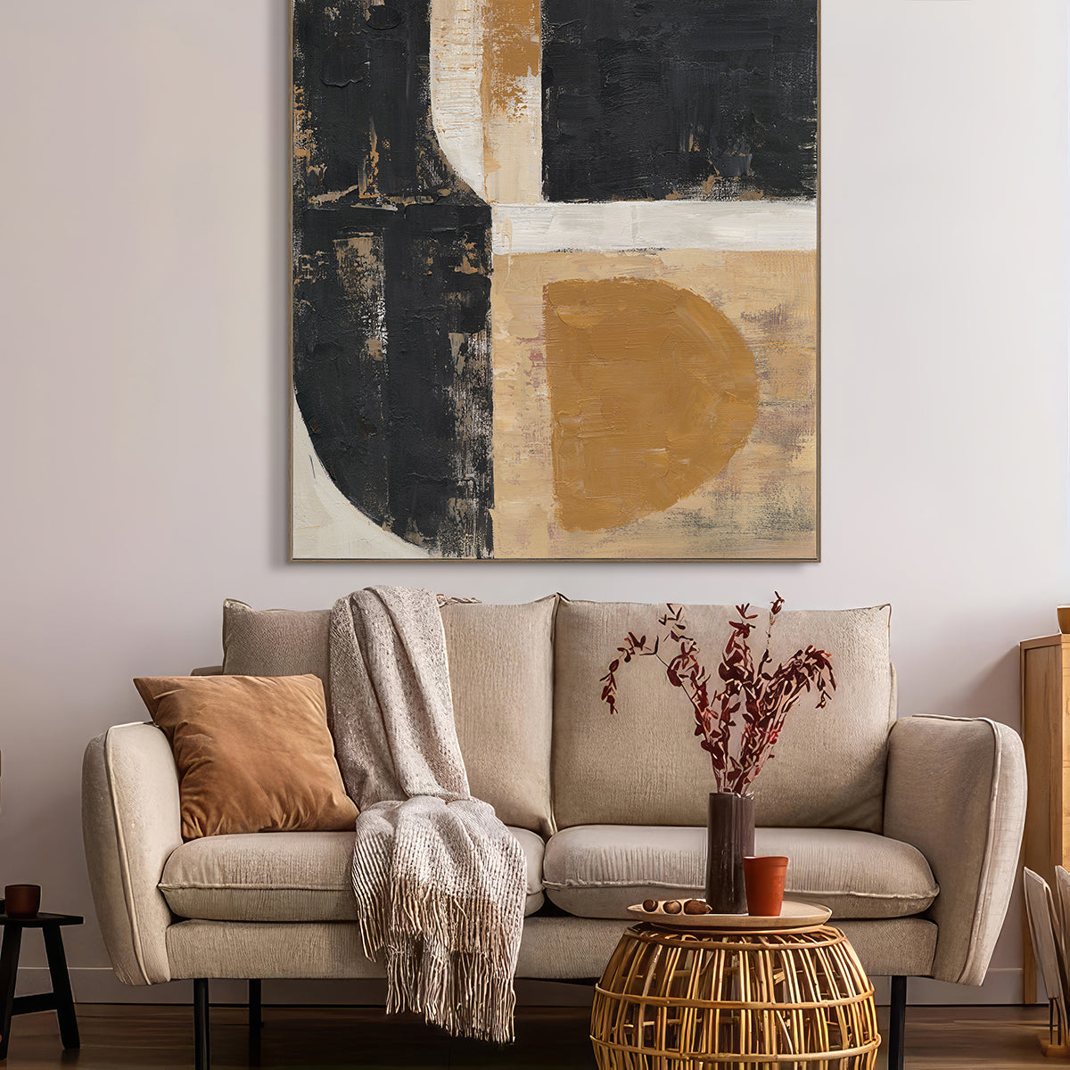 Black & Gold Balance  Geometric Abstract Art #R2552